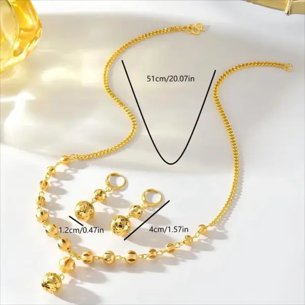 Wholesale Geometric Asymmetrical Jewelry Set For Women With 18K Real Gold Plated Copper And Beaded Chain Featuring Water Plating Process