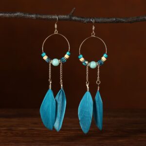 Hole blue double feather