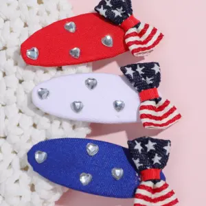 Three Independence Day Bow Decorated Hair Clips