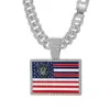 Wholesale Hip-Hop Necklace Featuring American Flag Pattern In Gold And Silver Colors