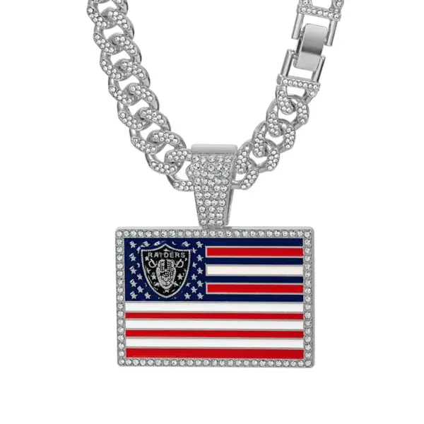 Wholesale Hip-Hop Necklace Featuring American Flag Pattern In Gold And Silver Colors