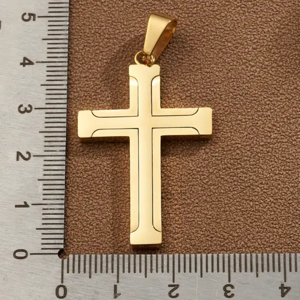 Wholesale DIY Jewelry High-Quality Polished 304 Stainless Steel Rhinestone Vacuum Electroplating (In Furnace) 18K Real Gold Plated Cross Flag Square Pendant