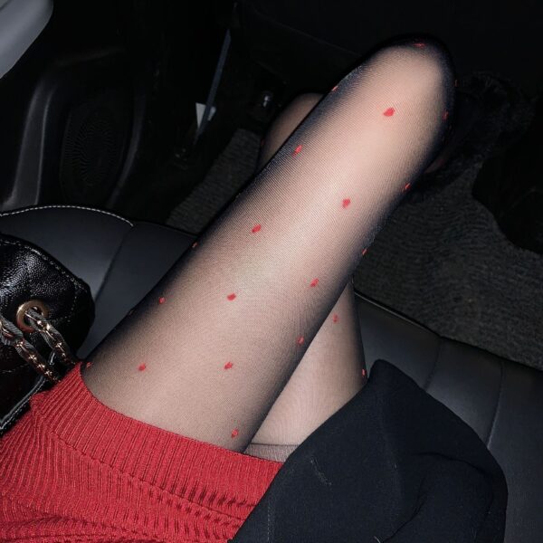 Wholesale Jacquard Silk Stockings Red Love Red Dot Valentine's Day Sexy Black Silk Jacquard Pantyhose Spring and Summer Women