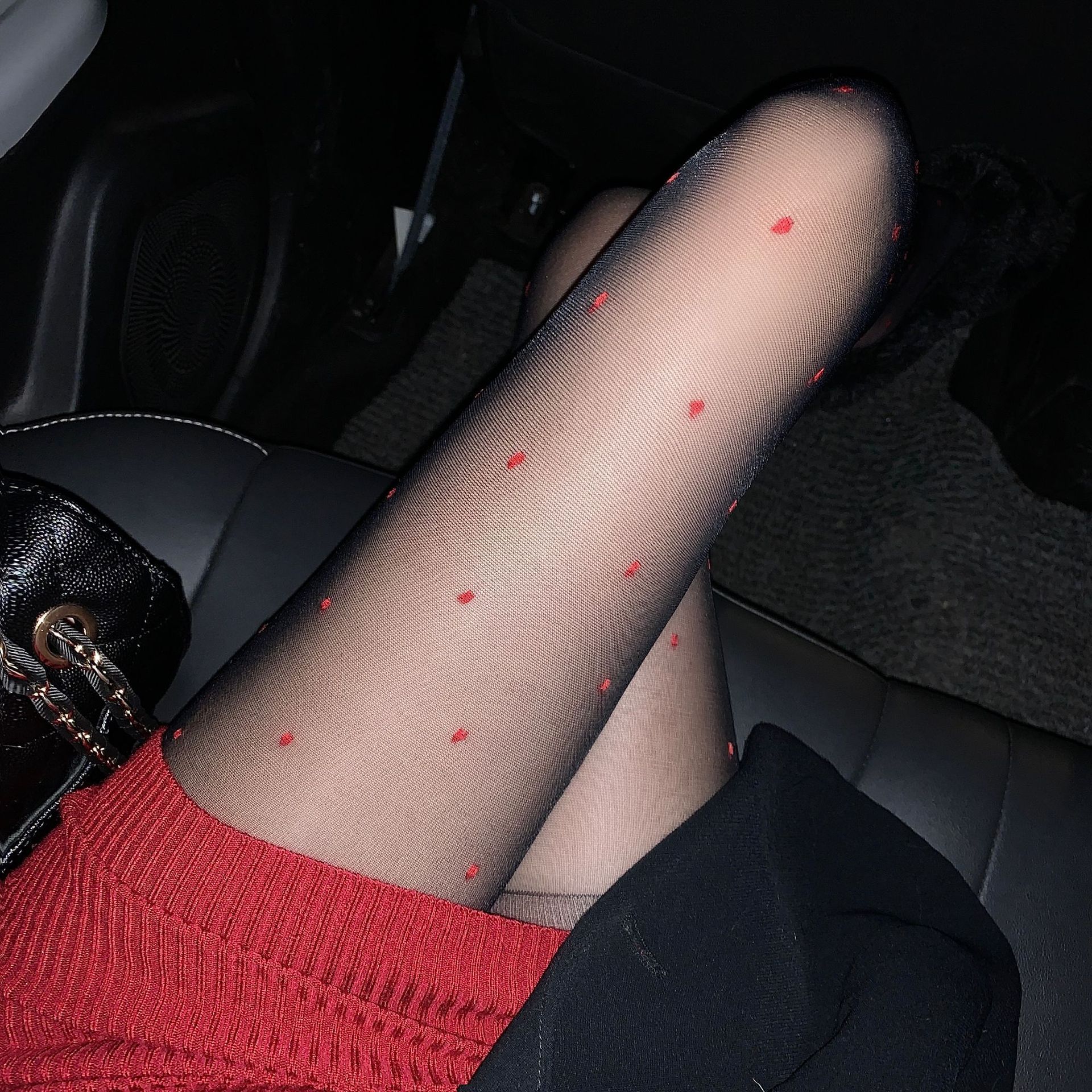 Wholesale Jacquard Silk Stockings Red Love Red Dot Valentine's Day New Sexy Black Silk Jacquard Pantyhose Spring and Summer Women