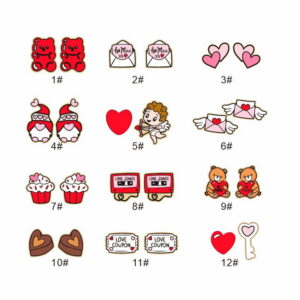 Wholesale Valentine's Day bear envelope love cupid arrow cake tape chocolate key wooden stud earrings