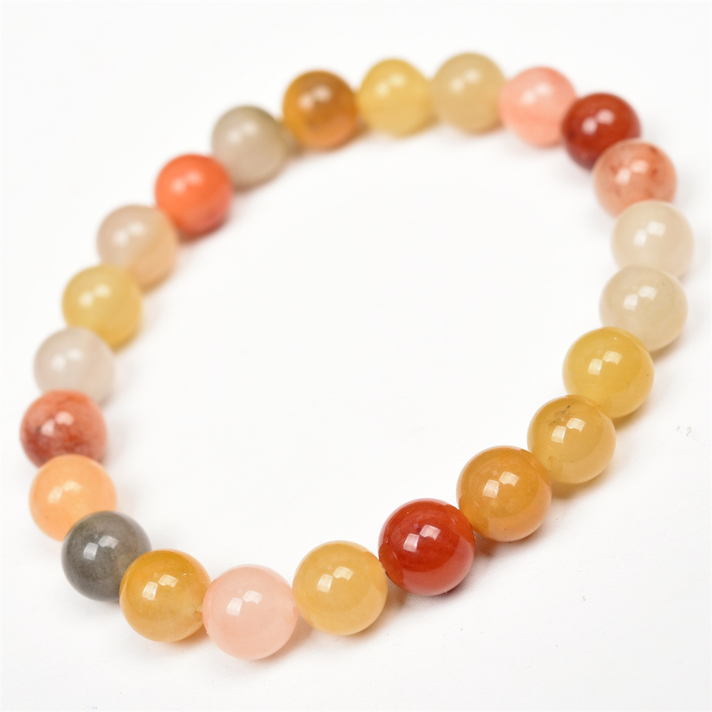 Wholesale Fuhong Jewelry Natural Gold Silk Jade Single Circle Round Bead Bracelet Bracelet Jewelry Factory Direct Wholesale Cross-border Foreign Trade