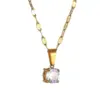 Wholesale Starlight Four Claw Single Diamond Necklace Women's Fashion Simple Small Design High-End Clavicle Chain Titanium Steel
