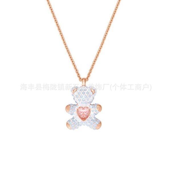 Wholesale Electroplated alloy necklace with crystal bear clavicle chain