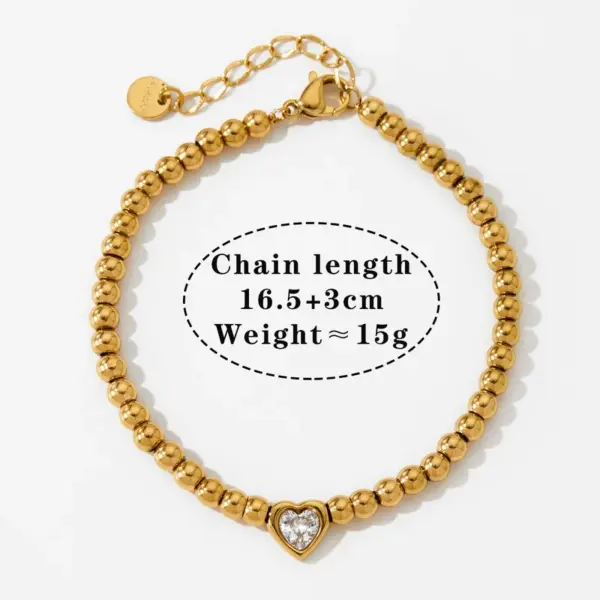 Wholesale PVD Coated Real Gold Plated 16K White Plating Heart Shape 304 Stainless Steel Modern Style Simple Waterproof Non Tarnish Bracelets Necklace