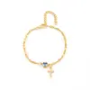 Wholesale Jewelry Elegant Simple Style Classic Style Cross Heart Shape 201 Stainless Steel Artificial Crystal Copper Bracelets Coffee Bean Chain
