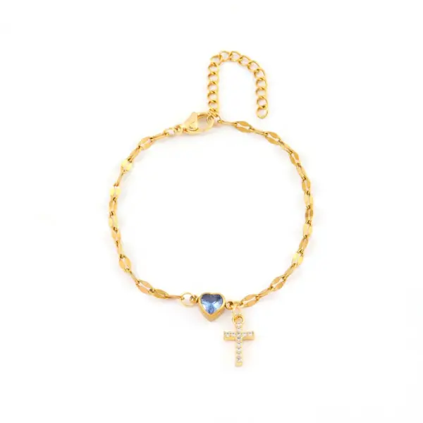 Wholesale Jewelry Elegant Simple Style Classic Style Cross Heart Shape 201 Stainless Steel Artificial Crystal Copper Bracelets Coffee Bean Chain