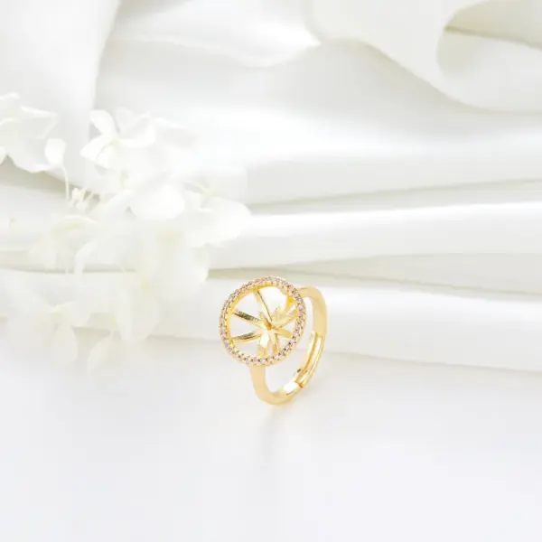 Wholesale Unisex Adjustable Butterfly Ring In Electroplated Copper With Shell Inlay
