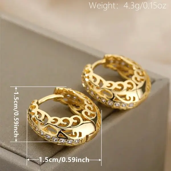 Wholesale Geometric Inlay Earrings For Women In Copper With KC Golden Plated Water Plating And Zircon Inlay