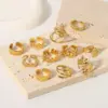 Wholesale PVD Coated 18K Gold Real Gold Plated Geometric Stainless Steel Modern Style Waterproof Non Tarnish Open Rings