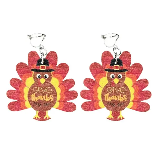 Wholesale Cartoon Wooden Vintage Ear Cuffs For Children Thanksgiving Series Flower Ghost Design No Piercing Required Animal Zodiac Theme