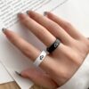 Wholesale minimalist couple rings, unisex matching rings, heart-shaped couple rings, Valentine's Day gift.