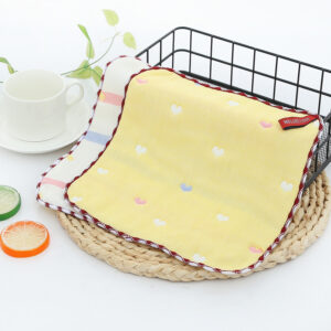 Yellow Peach heart / 25*25 square towel