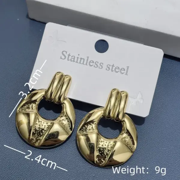 Wholesale 304 Stainless Steel Paisley Solid Color Golden Plated Elegant Modern Style Ear Studs