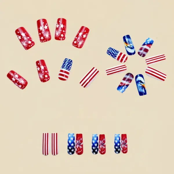 oly-14a9296028c43847f91103c3261bd9d5 Wholesale Moderate Length European Nail Stickers White Eagle Star Stripes Design Independence Day Theme Nail Stickers
