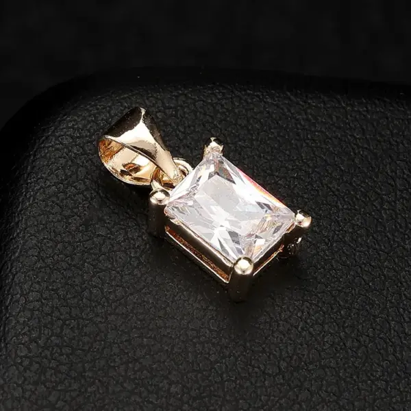 Wholesale Square Copper Pendant With 14K Real Gold Plating And Zircon Inlay In New Style