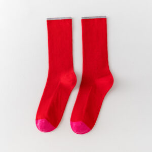 Five-Color color matching socks (red) / 36-44