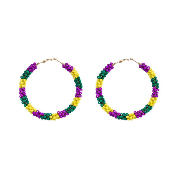 Wholesale color woven alloy handmade rice beads earrings  trend Carnival design sense earrings