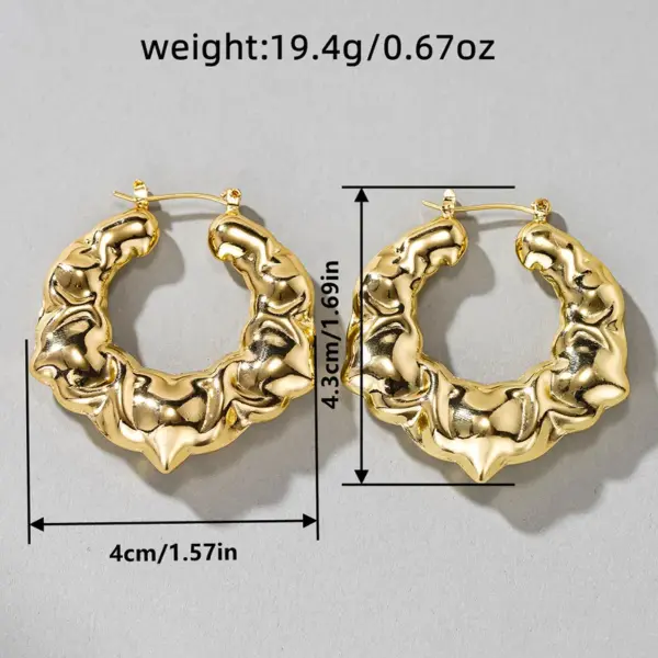Wholesale Three-dimensional Geometric Earrings For Women In Copper With KC Golden Plated Water Plating And 0.03µm Thickness
