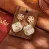 Wholesale Women’s Real Gold Plated Copper Drop Earrings Featuring Beaded Flowers Design