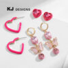 oly-14e061a3f4e6f7dad5d54e5df9d9b1fc Wholesale Kenjie autumn and winter Valentine's Day love peach two-piece earrings Women's fashion semi-precious stone drop oil earrings