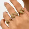 Wholesale Star Open Ring For Women, Waterproof Non Tarnish 304 Stainless Steel With 18K Real Gold Plated PVD Coating And Rhinestones Inlay