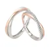 Wholesale 925 Sterling Silver Colorful Gold Mobius Couple Rings For Women Unique Design Cross Open Rings Luxurious Geometric Pattern Rings