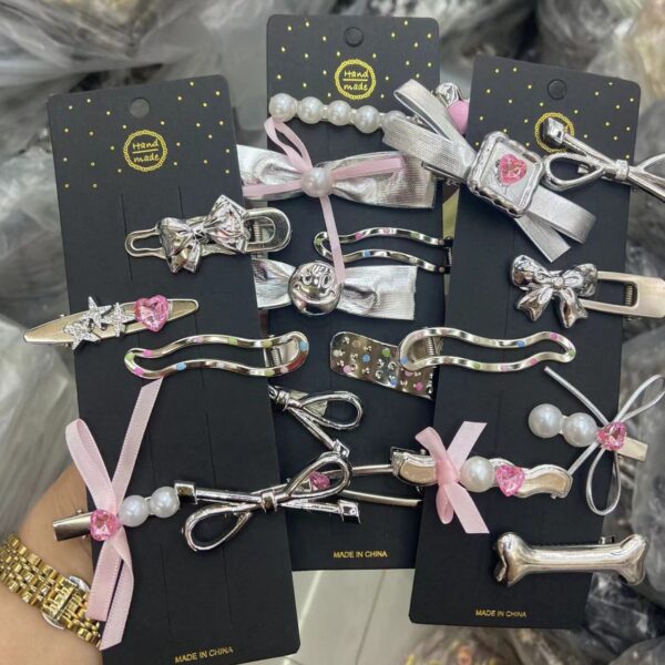 oly-1507a483430d9da588028164ffcc6651 Wholesale Valentine's Day Silver Sweet Cool Hair Clip Women's Side Broken Hair Bangs Clip Metal Duckbill Clip Girl Hair Clip Headwear
