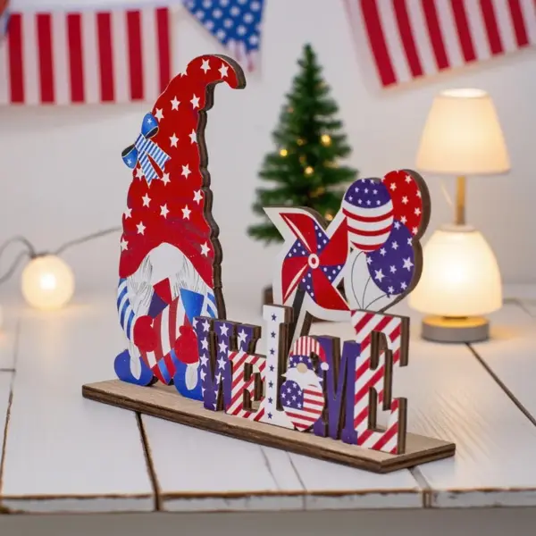 Wholesale Creative DIY Wooden Ornaments Independence Day Decoration Desktop Ornaments American Flag Halloween Party Supplies