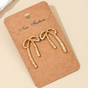 Wholesale 1 Pair New Ins Metal Style Simple Spring and Summer Earrings Hollow Bow Women Commuter Earrings Earrings Stud