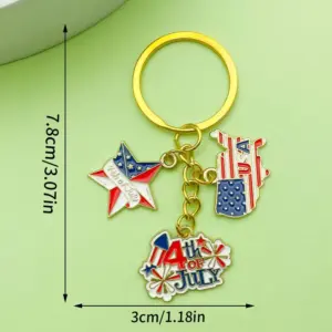 Gold Blue American Independence Day USA Flag Five-Pointed Star Keychain - 7.6g - ER1671