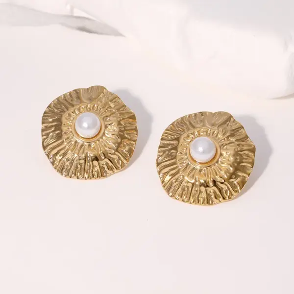Wholesale PVD Coated Real Gold Plated 18K Gold Irregular 304 Stainless Steel Elegant Sweet Simple Style Waterproof Non Tarnish Ear Studs