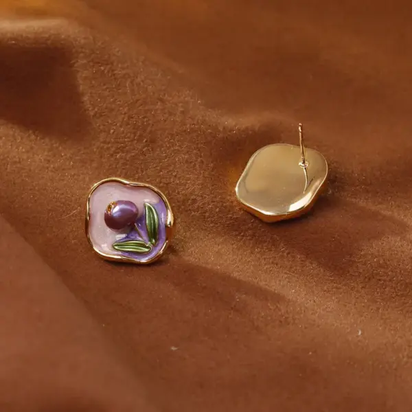 Wholesale Natural Freshwater Pearl Leaf Earrings Gold Plated Copper True Golden Court Style Fashion Retro Luxury Sensation Earrings