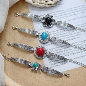 oly-15301b12636ab0176d1d6e1f768b7044 Wholesale European and American Retro Niche Colored Stone Bracelet Women's Bohemian Personality Holiday Elegant Bracelet All-match Simple Bracelet