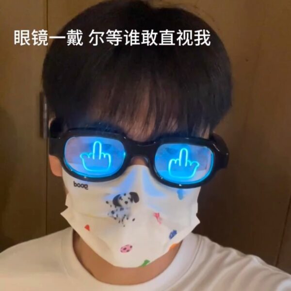 Wholesale Red-Eyed Special Luminous Glasses, Cool Two-Dimensional Flash Glasses, Style Led Technological Sunglasses