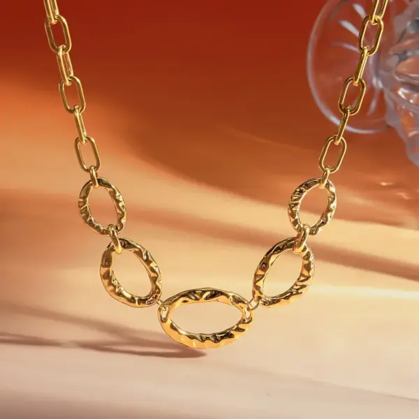 Wholesale Two Tone Irregular Jewelry Set For Women With 18K Real Gold Plated 304 Stainless Steel And PVD Coated Paperclip Chain