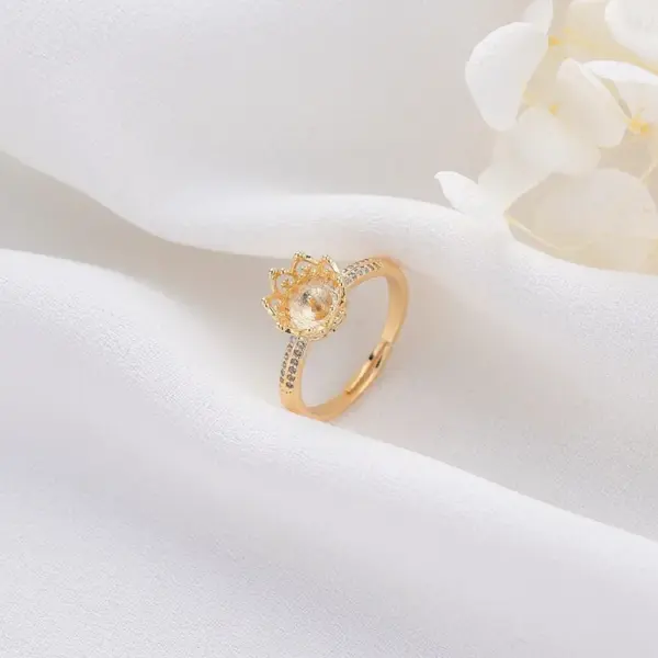 Wholesale Butterfly Open Rings For Women, Waterproof Non Tarnish Copper With 14K Real Gold Plated And Rhinestones, Electroplated Finish