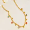 Wholesale 302 Stainless Steel 304 Stainless Steel Glass Round Ion Plating (IP) Artificial Rhinestones 18K Gold Plated Simple Style Classic Style Waterproof Non Tarnish Inlay Ball Chain Gold Necklace