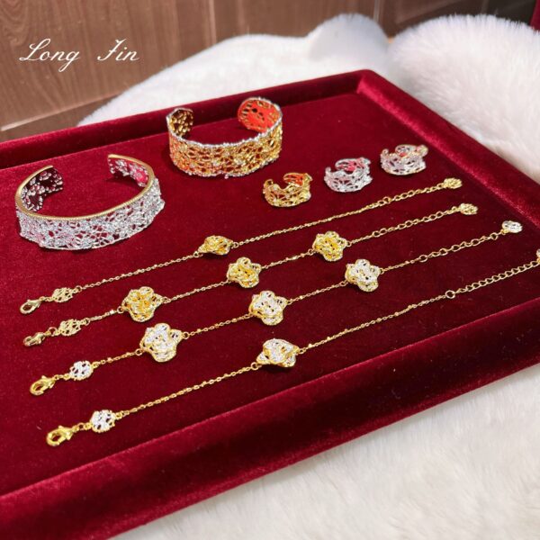 Wholesale Copper vintage lace skirt trim bracelet ring necklace flower lace bracelet necklace