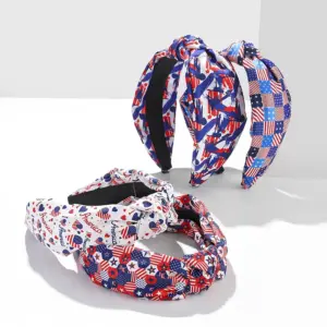 Wholesale Wide Headband With Flag Knot Design, Football Festival Headband For Women, Available In Black, White, Green, Red