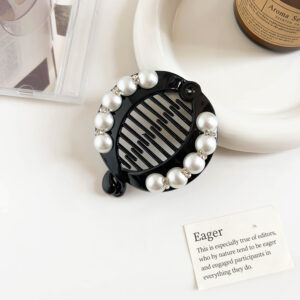8cm diamond beads fat bean clip-black / acrylic