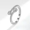 Wholesale Sweet Heart Shape Copper Plating Inlay Artificial Gemstones Open Rings