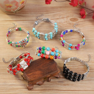 Wholesale Original handmade ethnic style colorful beads Xizang silver bracelet bohemian bracelet retro personality Miao bracelet bracelet for women