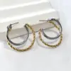 Wholesale 316 Stainless Steel Real Gold Plated Earrings Twist Two-tone Cast Letter Vacuum Plated Waterproof Non-fading Earrings For Banquet Catwalk