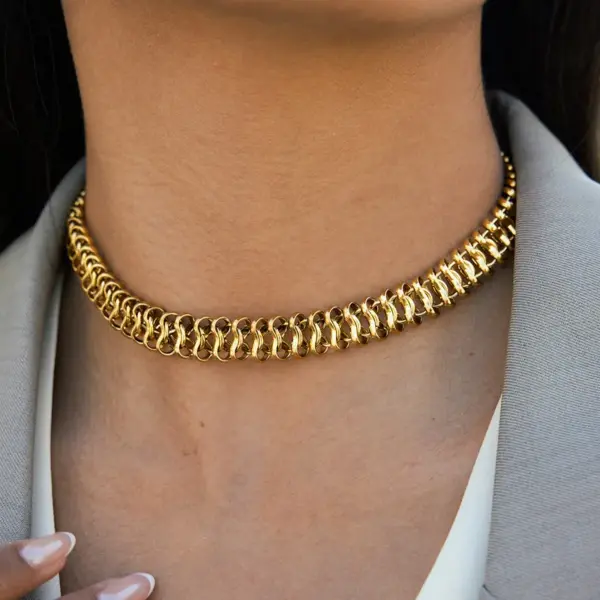 Wholesale Geometric Electroplated Jewelry Set For Women In 304 Stainless Steel With 18K Real Gold Plated PVD Coated Handmade Chain