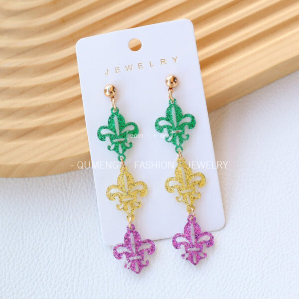 oly-15683d721a71c8eb3a3f06bdc6290f4a Wholesale Carnival acrylic gold green purple mask earrings MARDI GRAS party earrings holiday earrings